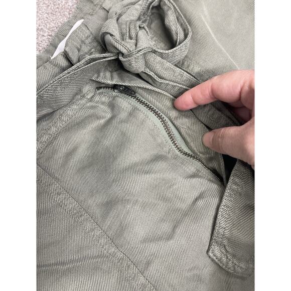 Coastal Gorpcore Cloth & Stone cargo Mini Skirt Sz M Linen Belted Tie Frayed Hem - Picture 7 of 12